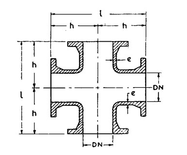 Drawing of all-flanged cross