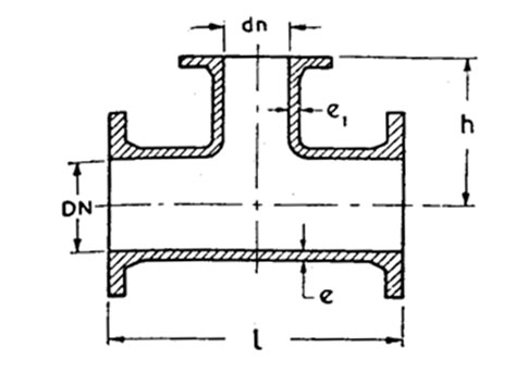 Drawing of all-flanged tee