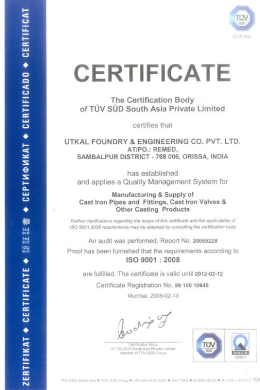 Scan of the iso 9001 certificate