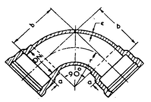 Drawing of double-socket bend, 90°